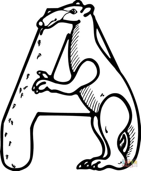 Children age 3 and under: Letter A is for Anteater Or Tamandua coloring page | Free ...