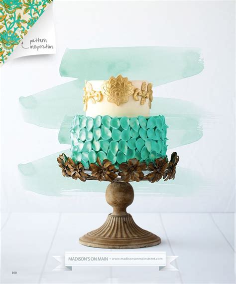 Turquoise Fondant Petals With Gold Fondant Details Beautiful Cake
