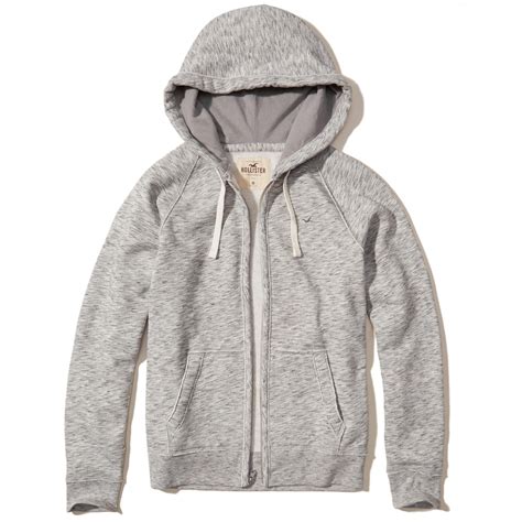 hollister full zip icon hoodie in gray for men save 52 lyst