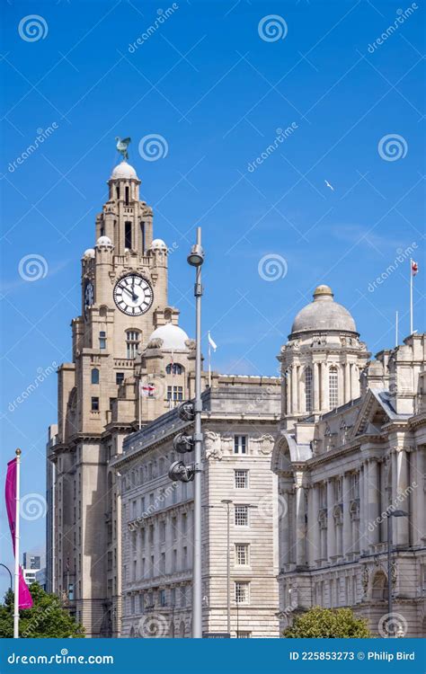 The Royal Liver Building With A Clock Tower In Liverpool England On