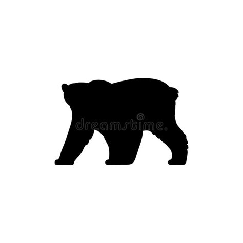 Black Silhouette Outline Shape Of Bear Walking Vector Illustration