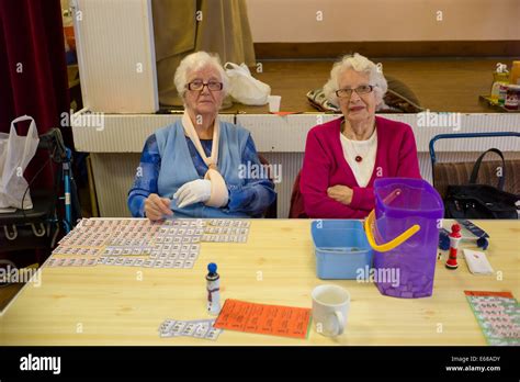 Two Elderly Women Playing Bingo Stock Photo Alamy