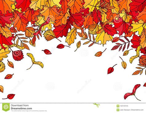 Autumn Background Layout Frame With Falling Leaves Poster