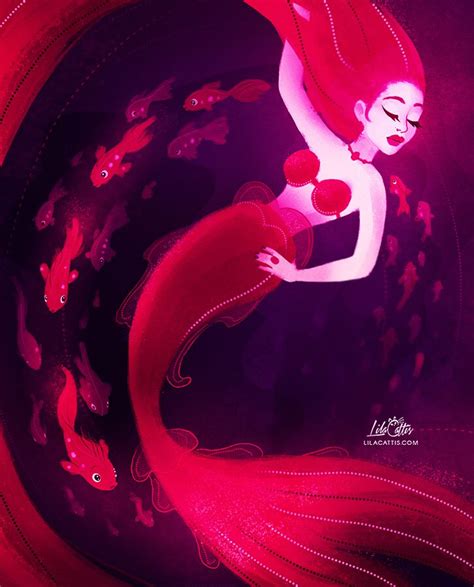 Red Mermaid Mermaid Illustration Illustration Art Illustrations Red