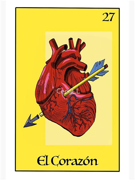The Heart Mexican Loteria Card Re Designed Metal Print By Cecyll Redbubble