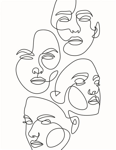 1000 woman face lineart free vectors on ai, svg, eps or cdr. Multiple Face One Line Art # in 2020 | Line art, Art ...