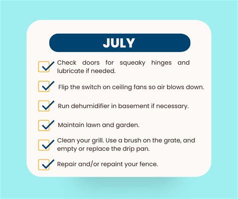 July Home Maintenance Tips And Checklist The Friend Team