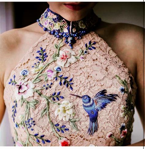 Blue Bird Fashion Couture Embroidery Haute Couture Embroidery