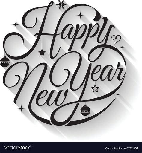 Happy New Year Text Circle Vector Image On Vectorstock Happy New Year