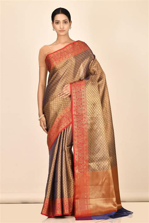 Buy Nazaakat By Samara Singh Gold Banarasi Tissue Silk Saree Online
