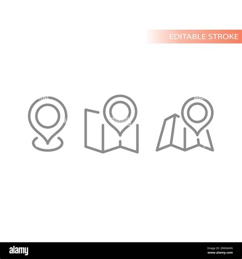 Location Pin And Map Line Vector Icon Set Address Outline Symbol Stock