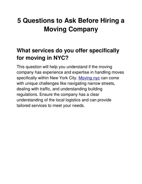 Ppt 5 Questions To Ask Before Hiring A Moving Company Powerpoint