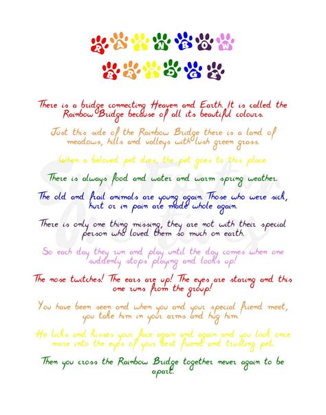 Free Printable Rainbow Bridge Poem Get Your Hands On Amazing Free