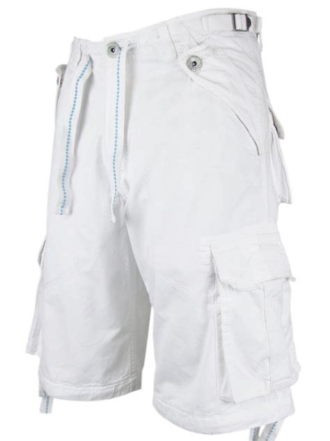 mens cargo combat shorts plain white 100 cotton ebay