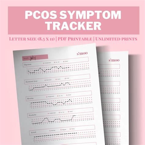 Pcos Symptom Tracker Printable Symptom Progress Journal Etsy