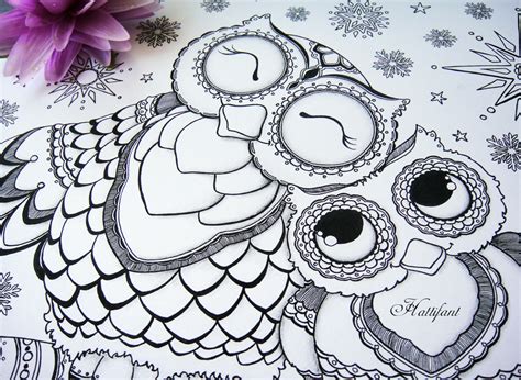 Cute mischievous owl with background full of interleaved leaves. owl colouring pages and printable card (1) - Red Ted Art's ...