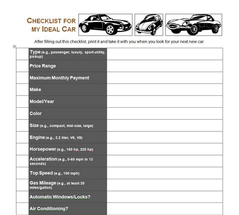 Car Buying Checklist Used Car Buying Checklist