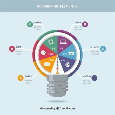 Free Vector Infographic With A Light Bulb In Flat Design