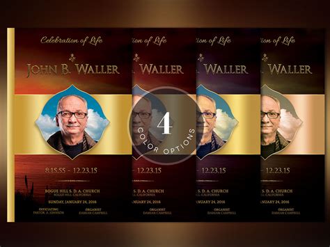 Solid Gold Funeral Program Template On Behance