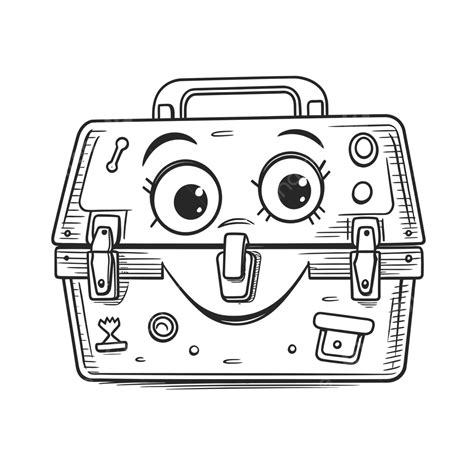 Cartoon Coloring Page For A Tool Box Outline Sketch Drawing Vector Car