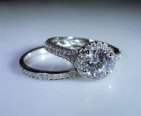 Sterling Silver Bridal Ring Set Cz Ring Set Engagement Ring Wedding