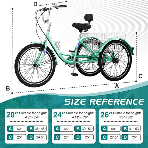 buy aboron 20 24 26 inch 7 speed adult tricycles 3 wheels cruiser bike with basket trikes for