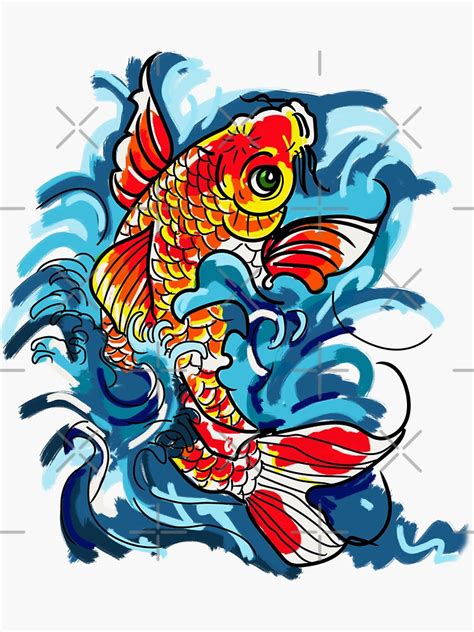 Colorful Koi Fish Sticker By Silentlyrob668 Redbubble