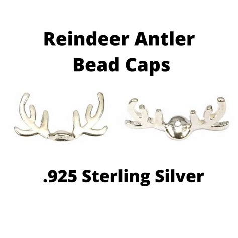 Package Of 2 13x7mm Sterling Silver Reindeer Antler Bead Etsy