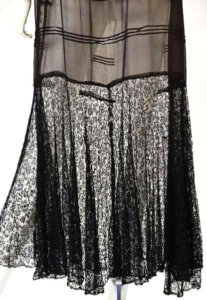 1920s Chiffon Drop Waist Flapper Dress With Black Lace Mrs Couture