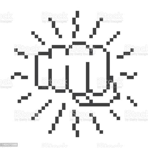 Forward Fist Hand Punch Fist Pixel Art Line Icon Vector Icon