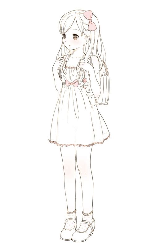 Anime Cute Girl Easy Drawing Sketch
