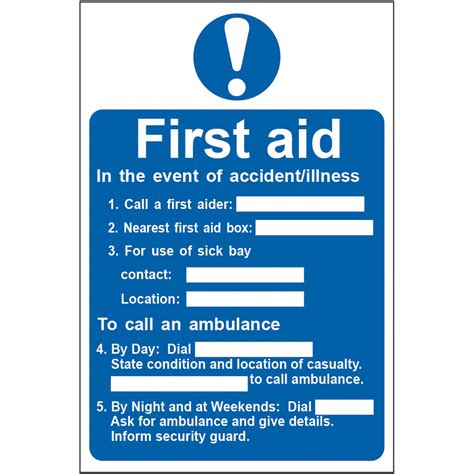 Self Adhesive First Aid Procedure Sign