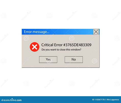 Vector Illustration Critical Error Warning Message Vintage User