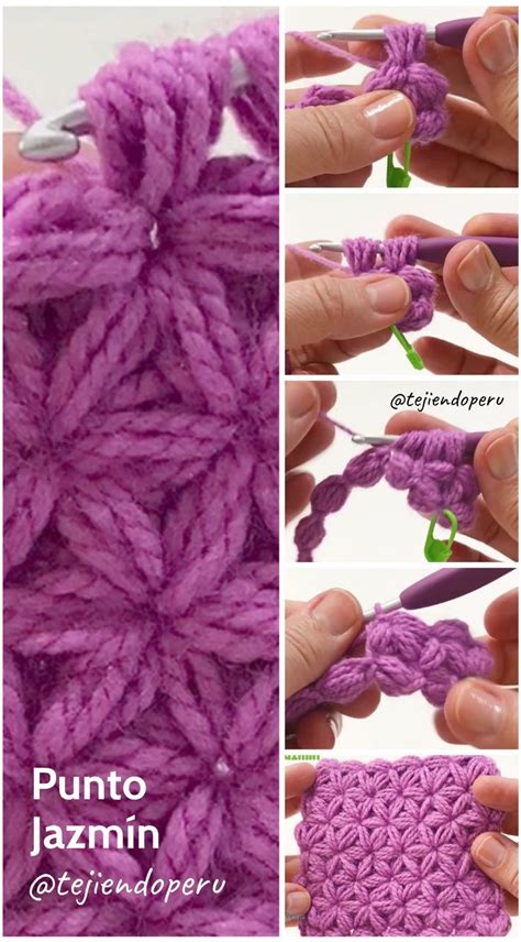 Pueden acompañarse de este diagrama mientras siguen el paso a paso del video tutorial. Punto Jazmín o estrella doble tejido a #crochet Video ...