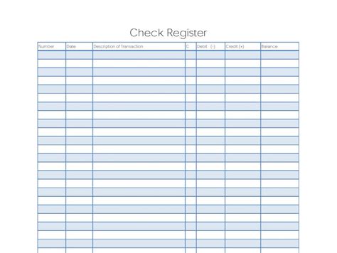 Printable Check Register Template Business