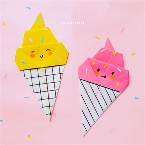 Origami Ice Cream Cone Origami Es Krim Pembuat Es Krim