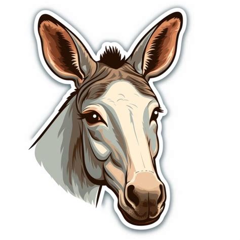 Premium Ai Image Donkey Head Sticker Retro Vintage Style Vector With