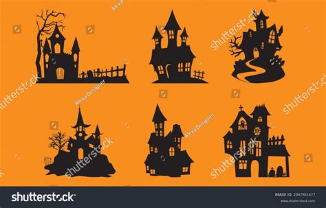 Halloween Horror Castles Vector Set Royalty Free Stock Vector
