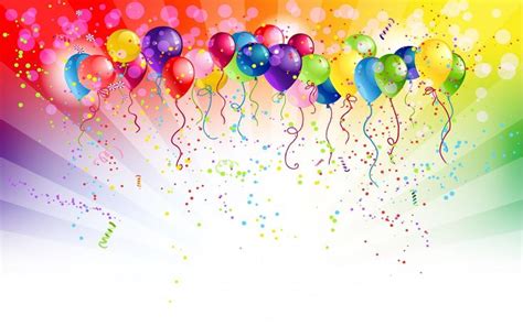 Colorful Birthday Balloons And Confetti
