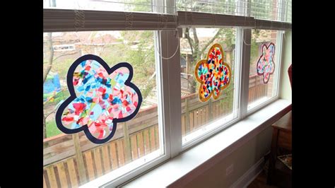 How To Make Tissue Paper Stained Glass Flowers Youtube