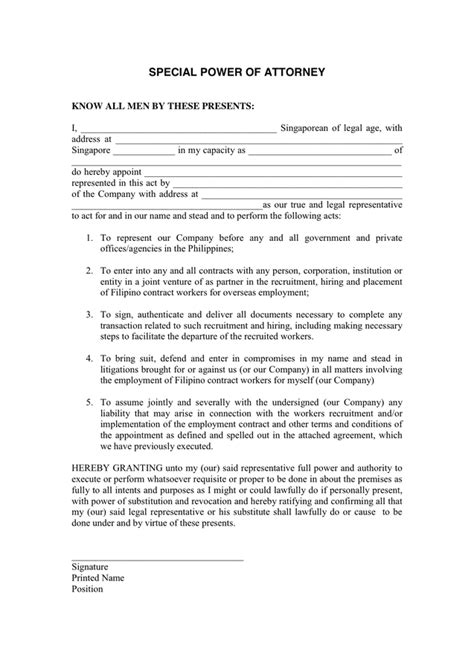 Special Power Of Attorney Form Download Free Documents For Pdf Word