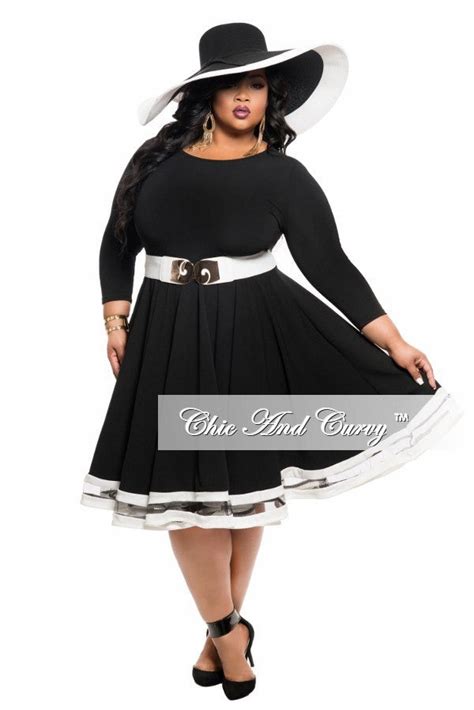 New Plus Size Dress In Black With White Trim Chic And Curvy