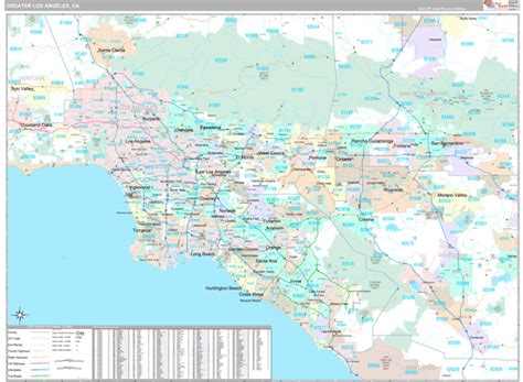 Greater Los Angeles Ca Metro Area Wall Map Premium Style By Marketmaps