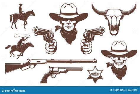 Cowboy Wild West Background Cartoon Vector 37614499