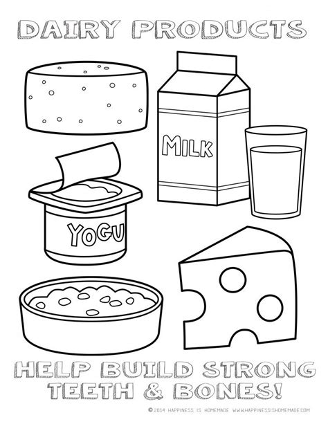 Dairy Foods Coloring Page Preschool Food No Dairy Recipes Food