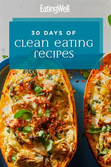 An Image Of Some Food On A Plate With The Words 30 Days Of Clean Eating Recipes