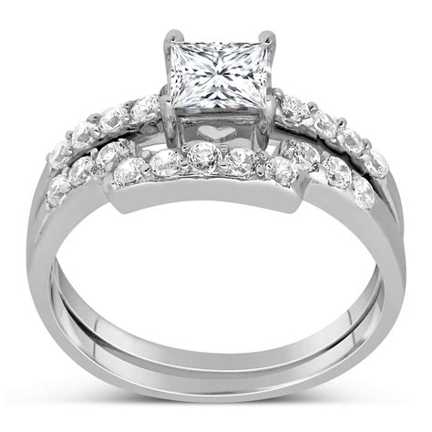 Carat Princess Cut Diamond Wedding Ring Set In White Gold JeenJewels