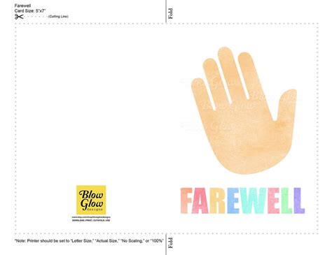 Printable Farewell 5x7 Card Farewell Hand Printable Card Farewell