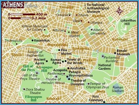 Athens Map Tourist Attractions TravelsFinders