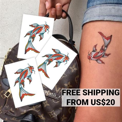 Koi Fish Temporary Tattoo Transfers Japan Asian Style Etsy